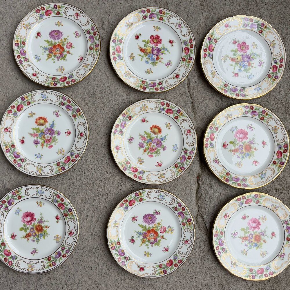 Dresden Sprays Bread plate set, Hammersley, English Bone China Vintage Florals